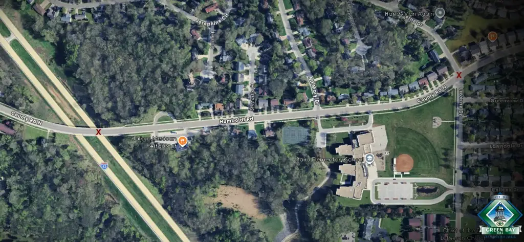Aerial map of the Humboldt Road reconstruction area